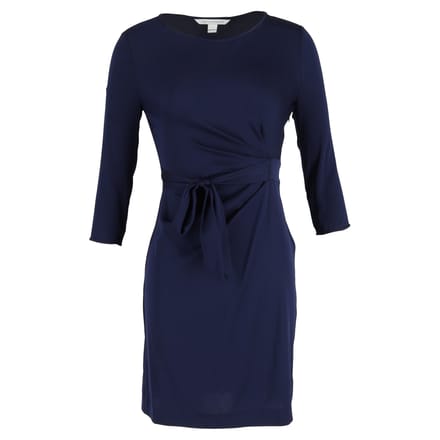 Diane Von Furstenberg minijurk met strik in de taille in marineblauw polyester