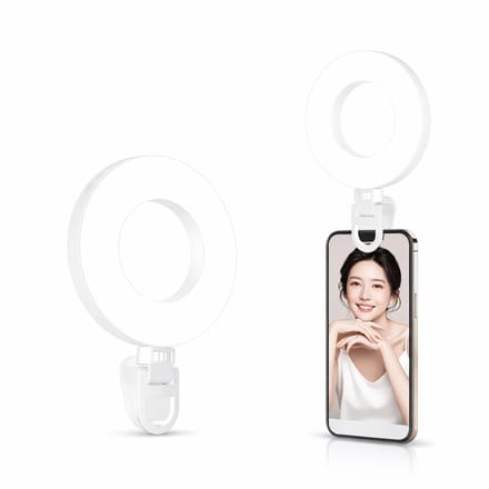 Sounix LED Video Lamp - Studiolampen Draaibaar - Selfie light - Oplaadbare - Smartphone Lamp - Round - Wit