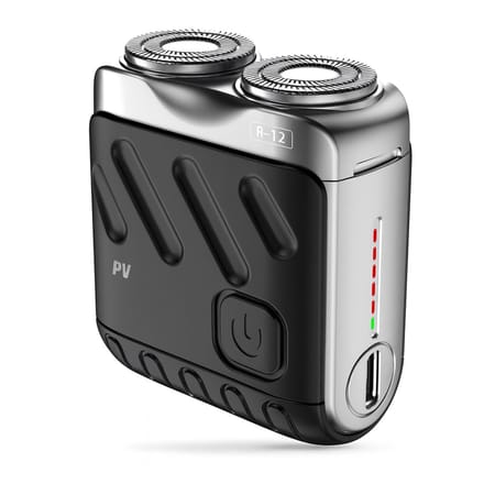 PureVolt Mini Scheerapparaat – Draagbaar Elektrisch Scheerapparaat – USB-C Oplaadbaar – Dubbele Scheerkop – Compact Travel Shaver – Zwart