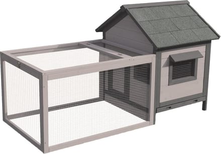 Flamingo konijnenhok Grace Cottage - 146 x 75 x 83 cm - Grijs