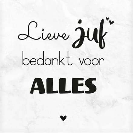 Marmeren Onderzetter - Juf - 10 x 10 x 1 cm