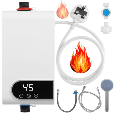 Supvox Compacte Doorstroomverwarmer 5500W – Snel Warm Water, Temperatuurregeling, Douchekop Inbegrepen