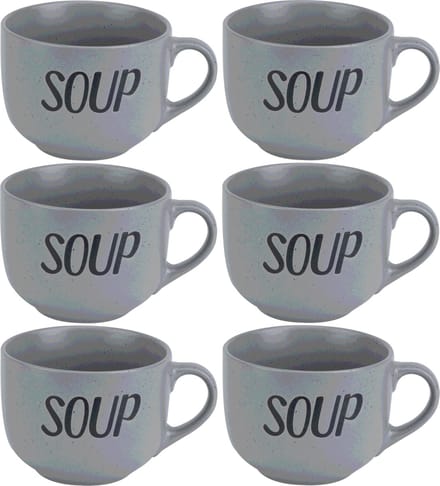 Cosy&Trendy - Soepkommen - Aardewerk - Grijs - 6 Stuks
