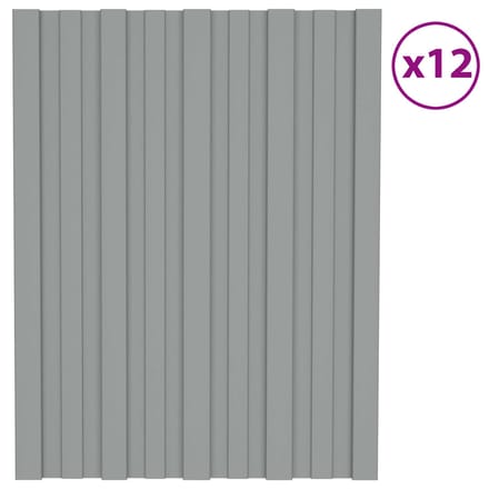 vidaXL - Dakpaneel - 12 - st - Grijs - 60 - x - 45 - cm - Verzinkt - staal