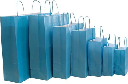 50x Papieren tassen turquoise blauw  - 18x8x24cm