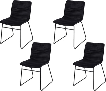 “BROOKLYN” SET VAN 4 VELVET STOELEN ZWART 55X45XH78CM