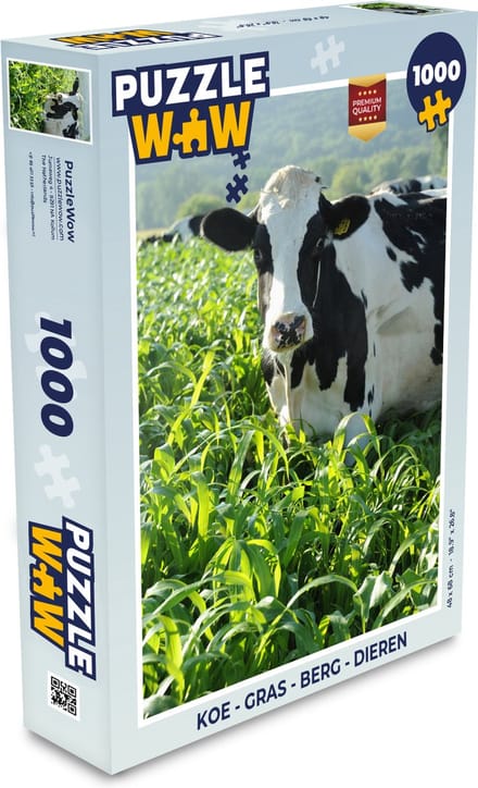 Puzzel Koe - Gras - Berg - Dieren - Legpuzzel - Puzzel 1000 stukjes volwassenen