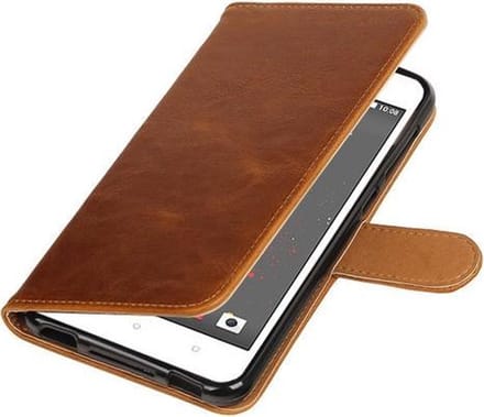 Bruin Pull-Up PU booktype wallet hoesje voor HTC Desire 825
