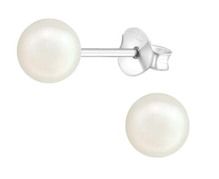 Montebello Oorbellen Bahar Cream - 925 Zilver E-Coating - Parel - ∅6mm