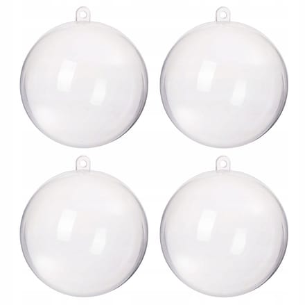 4x Acryl Kerstballen Transparant 8cm - Idee voor Decoupage & Knutselen
