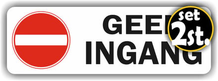 Jerma - Geen ingang - Stickers - set 2 st - 8.5 x 25 cm - Binnen & buiten gebruik - Zelfklevend
