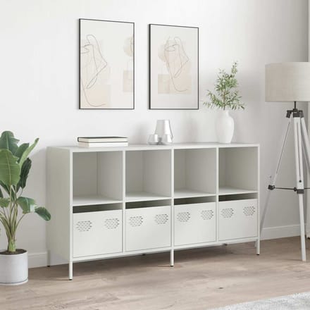 vidaXL - Dressoir - 135x39x73,5 - cm - koudgewalst - staal - wit