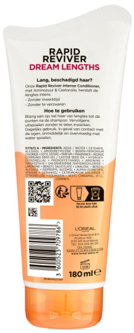 L’Oréal Paris Elvive Dream Lengths Rapid Reviver Intense Conditioner - Lang, Beschadigd Haar - 6 x 180 ml