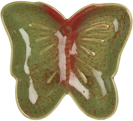 Clayre & Eef Decoratie schaal Vlinder 14x13x2 cm Groen Keramiek