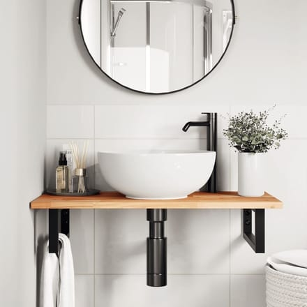 vidaXL - Badkamer - wandschap - staal - en - massief - acaciahout