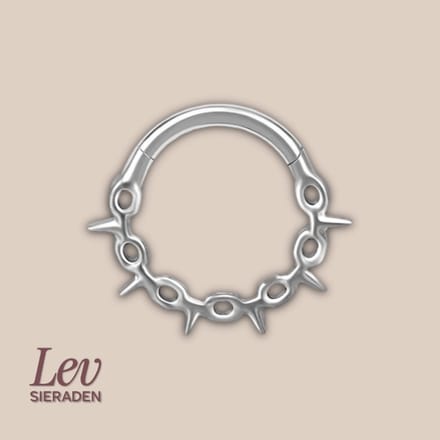 Lev Sieraden - Titanium premium neus ring - zilveren prikkeldraad segment ring - 1.2x8mm - Zilver - segment ring - neuspiercing - tragus piercing - Oorpiercing