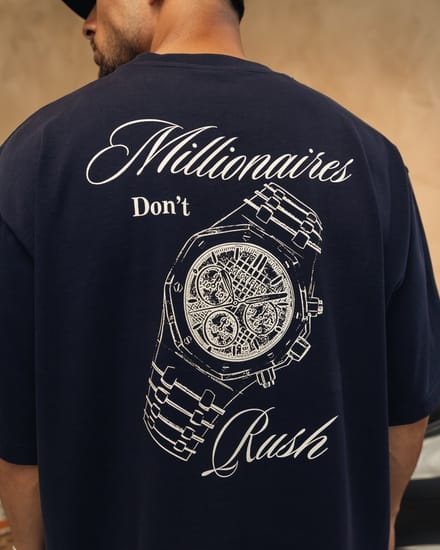 Baron Filou T-shirt SS26 Oversized Backprint No Rush Navy Blue M