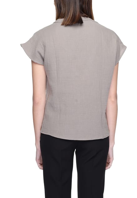 VNeck Blouse Short Sleeve Top Wo - Beige