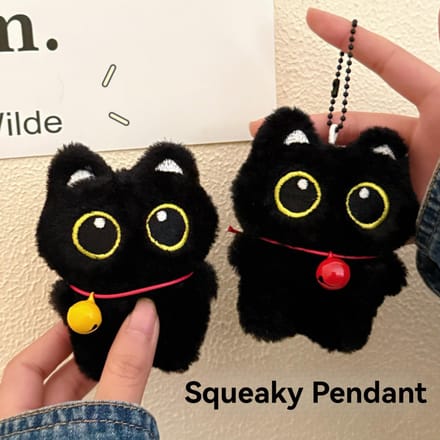 1/2 Pièces Mignon Petit Chat Noir Clochette Porte-clés Pendentif Jouet Peluche Siffleur Plush white