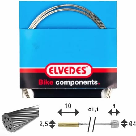 Elvedes Schakel binnenkabel 2250mm RVS ø1,1mm N/N-nippel