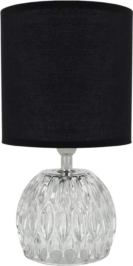 ZEFIR - Tafellamp - Nachtlamp - Textiel - Glas - Zwart - E14 Fitting