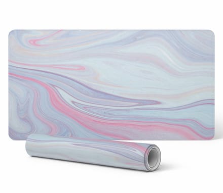 Antislip beschermmat voor op het bureau met pastelkleurige golfjesprint, 90x45 cm