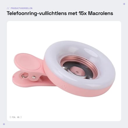 Dailygoods - Telefoonring-vullichtlens met 15x Macrolens