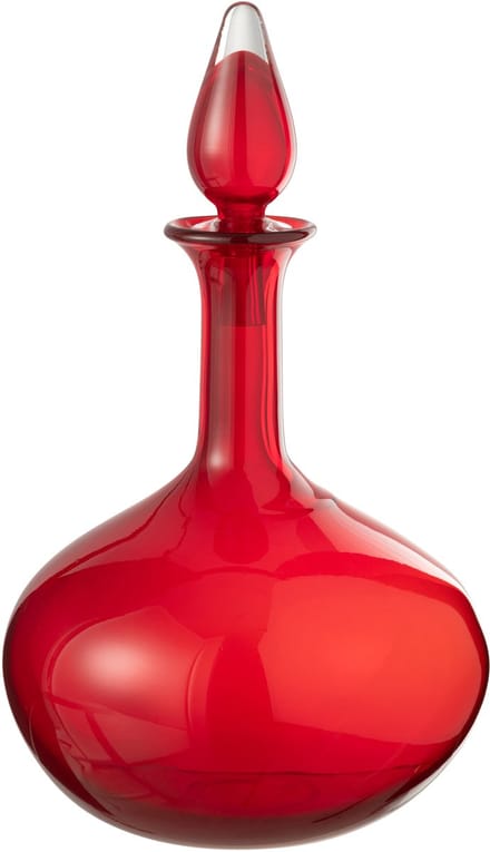 J-Line vaas + stop Fles - glas - rood - Ø 26.5 cm