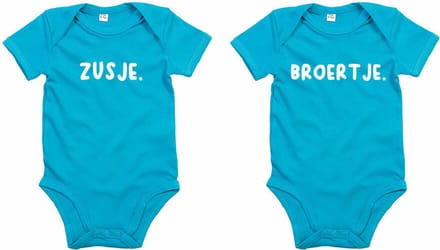 Rompertjes - Zusje & Broertje-Surf Blue-3-6 Maanden