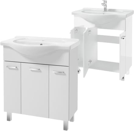 Deftrans - Wastafelblad - 75 cm - Staande Kast - Wit Glans