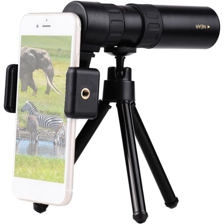 Mini télescope monoculaire 10X-300X BAK4, prismes résistant à l'eau avec support de téléphone, Mini trépied noir