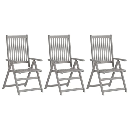 vidaXL - Tuinstoelen - 3 - st - verstelbaar - met - kussens - massief - acaciahout