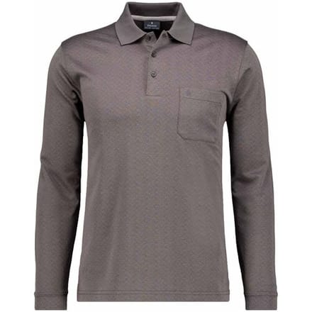 Ragman Polo Long Sleeve Overdyed Jacquard Antraciet / male