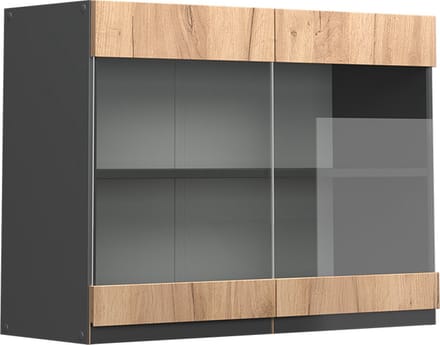 Vicco R-Line Glazen keukenkast – 80 cm J-vorm Krachtige eik goud