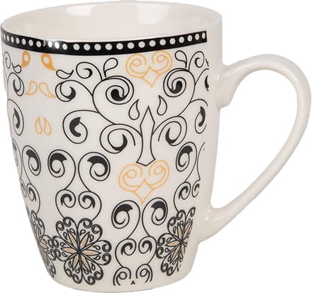 Clayre & Eef Mok 300 ml Wit Zwart Keramiek