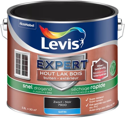 Levis - Expert Hout Lak Buiten Sneldrogend Satin - Zwart - 2,5 L