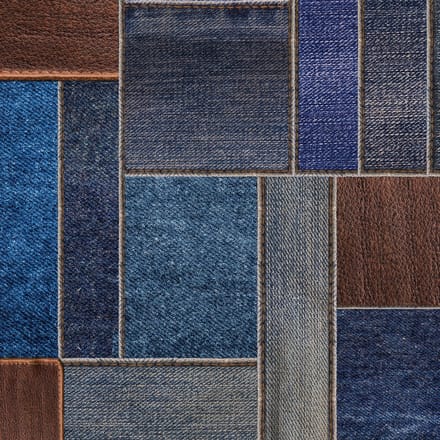 Vinyl | Vloerkleed vinyl | Jean. S, jeans patchwork | 95x145 cm