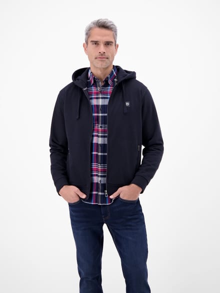 LERROS Sweatvest met capuchon , Maat: M , Kleur: CLASSIC NAVY , 50% katoen, 50% polyester