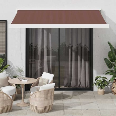 vidaXL - Uitschuifbare - luifel - Bruin - 350 - x - 250 - cm - Stof - en - Metaal