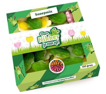 Snoeppakket “Daar Kikker je van op!” Kikker-Bloemen snoep (210 gram)
