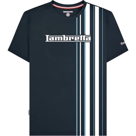 Lambretta Heren Racing Stripe T-shirt (Marine/rookblauw)
