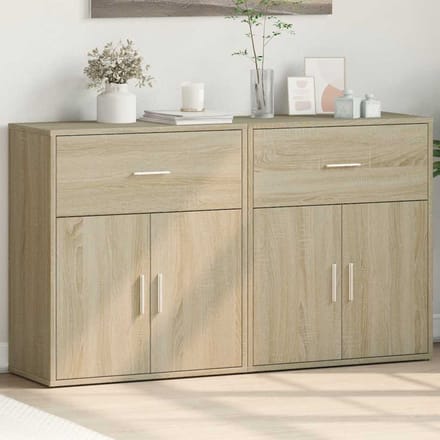 vidaXL - Dressoirs - 2 - st - 60x31x70 - cm - bewerkt - hout - sonoma - eikenkleurig
