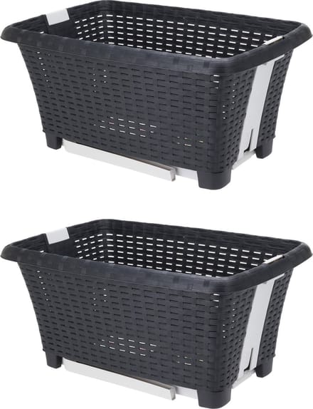 Bathroom Solutions wasmanden op poten 2x stuks - 38L - kunststof - grijs