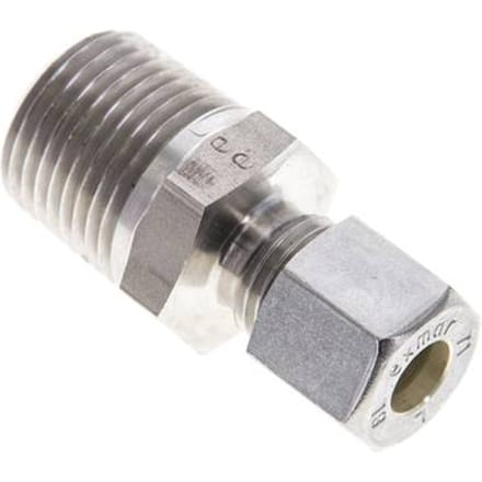 1/2'' NPT Buitendraad x 8L RVS Rechte Knelfitting 315 Bar DIN 2353 - FL2S-MO-ST-012N-08-L