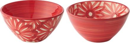 J-Line kom Bloemen - keramiek - medium - set van 2