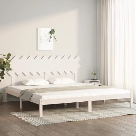 vidaXL - Bedframe - massief - hout - wit - 200x200 - cm