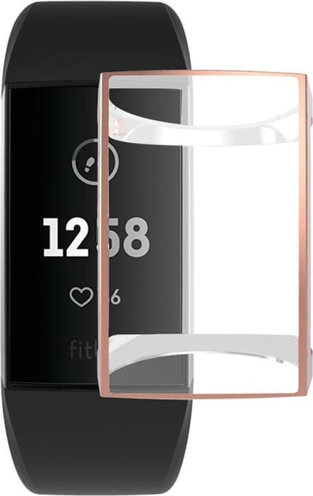 By Qubix - Geschikt voor fitbit Charge 3 &4 Case (volledig beschermd) - Rosegoud