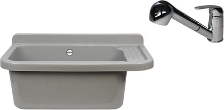 Gootsteen 50 cm x 34 cm met Overloop en Zeepdispenser voor Commerciële Ruimtes