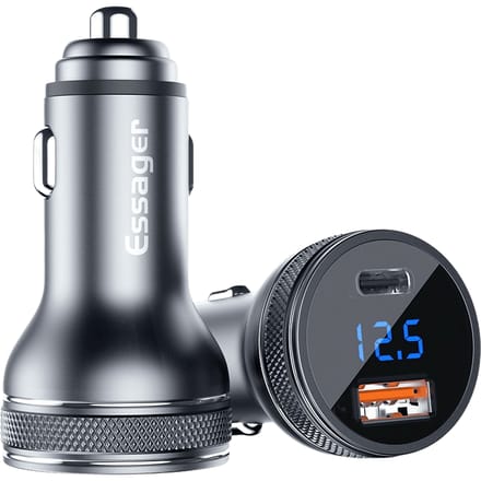 Essager Power Delivery 36W Autolader USB-C en USB-A Zilver