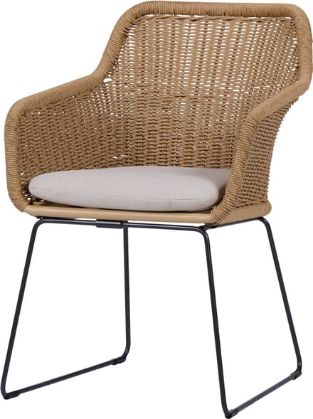 Lisomme Loki Rotan Tuinstoel Naturel - Met Zitkussen - Met Armleuningen - Terras - Buiten